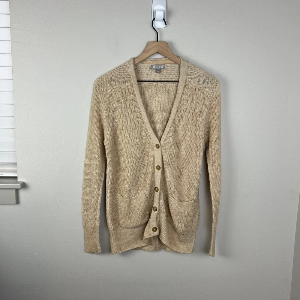 J. Crew Relaxed Cotton Linen Blend Cardigan Sweater